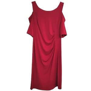Connected Apparel Little Red Holiday Festive Cold Shoulder Dress Size 8